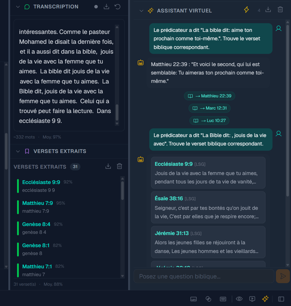 Projeter les versets automatiquement pendant la prédication